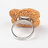 Adjustable Nuggets Lava Rock Gemstone Finger Rings RJEW-I019-03-3