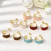C-Shaped Brass Enamel Stud Earrings EJEW-P333-07G-1