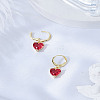 1 Pair Brass Heart Dangle Leverback Earrings EJEW-LP0007-015-3
