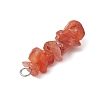 3Pcs Natural Rose Quartz & South Red Agate & Citrine Chip Beaded Constellation Pendants PALLOY-JF03043-01-5