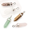 5Pcs 5 Style Natural Gemstone Pointed Pendants G-FS0001-26-3