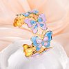 304 Stainless Steel Enamel Cuff Bangles for Women BJEW-P347-01G-B-1
