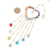 Wire Wrapped Chakra Natural Gemstone Chips Heart Hanging Ornaments HJEW-JM02369-3