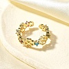 Brass Micro Pave Cubic Zirconia Cuff Rings for Women RJEW-Q008-01G-02-4