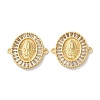 Rack Plating Brass Cubic Zirconia Virgin Mary Oval Connector Charms KK-C084-35A-G-1