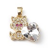 Real 18K Gold Plated Rack Plating Brass Micro Pave Cubic Zirconia Pendants KK-C015-31G-05-1