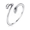 Anti-Tarnish Rhodium Plated 925 Sterling Silver Cuff Rings RJEW-BB56107-1
