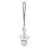 Rabbit Glass Seed Beads Charms Mobile Straps HJEW-MZ00120-1