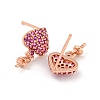 Rack Plating Brass Micro Pave Hot Pink Cubic Zirconia Stud Earring Finding EJEW-C102-05G-02B-2