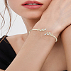 1Pc Elegant Brass Cubic Zirconia Leaf Cuff Bangles for Women BJEW-LP0003-33G-03-1