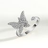 Brass Micro Pave Cubic Zirconia Rotating Cuff Rings for Women FS-WG7CCCF-02-1
