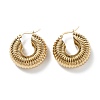 Ion Plating(IP) Chunky Vintage Grooved Hoop Earrings for Women EJEW-O096-52G-2