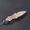 Natural Rose Quartz Pointed Dowsing Pendulums AJEW-B020-06P-07-5