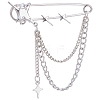 1Pc Star Alloy Hanging Chain Brooches JEWB-BM0001-05-1