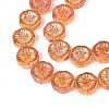 Half Electroplate Baking Paint Glass Beads Strands EGLA-K061-11A-AB10-4