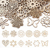  24pcs 12 Styles Unfinished Natural Poplar Wood Filigree Joiners Links WOOD-TA0001-81-2