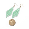 Japanese Seed Braided Feather Dangle Earrings EJEW-MZ00001-6
