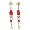 Christmas Theme Brass Clear Cubic Zirconia Dangle Stud Earrings EJEW-MZ00552-01-3