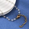 304 Stainless Steel with Glass Faceted Rondelle Bead Handmade Link Chain Birth Stone Necklaces for Women NJEW-G195-01G-12-2