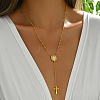 201 Stainless Steel Crystal Rhinestone Relief Portrait Saint Pendant Tassel Cross Rosary Bead Necklaces for Women EU5525-2-3