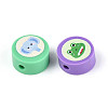 Printed Handmade Polymer Clay Beads CLAY-T022-12F-2
