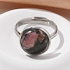 Half Round Natural Rhodonite Finger Rings RJEW-M062-01P-07-4