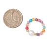 Adjustable Natural Cultured Freshwater Pearl & Natural Agate Finger Rings RJEW-JR00967-2