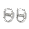 Carabiner Brass Micro Pave Clear Cubic Zirconia Hoop Earrings EJEW-L292-012P-1