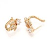 Brass Micro Pave Cubic Zirconia Hoop Earring Finding KK-N261-34G-2