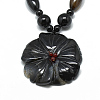 Natural Dyed & Heated Black Agate Pendant Necklaces NJEW-T006-06-2