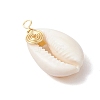 Natural Cowrie Shell Pendants PALLOY-JF03316-04-3