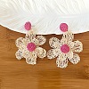 Bohemian Raffia with Linen Stud Dangle Earrings FS-WG91701-02-1