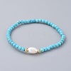 Synthetic Turquoise Beads Stretch Bracelets X-BJEW-JB04676-04-1