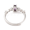 Horse Eye Natural Amethyst Adjustable Rings RJEW-Q817-02P-02-3