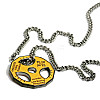 Fitness Barbell Alloy Orange Enamel Pendant Necklaces for Men FS-WG955E3-03-2