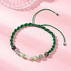 Natural White Moonstone & West African Jade & Green Aventurine & Dyed Persian Jade Round Beads Braided Bead Bracelets for Women BJEW-JB12917-05-2