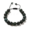 12.5mm Round Natural Moss Agate Braided Bead Bracelets for Women Men BJEW-C060-01B-1