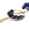 Wire Wrapped Chips Natural Lapis Lazuli Big Pendant Decorations HJEW-H057-03G-4