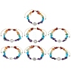 7Pcs Chakra Theme Natural & Synthetic Mixed Gemstone Chips Braieded Beads Bracelets BJEW-JB11324-2