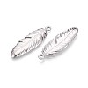 304 Stainless Steel Feather Pendants STAS-T067-32P-2