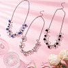 3Pcs 3 Colors Round Glass Beaded Bib 304 Stainless Steel Rolo Chain Necklaces NJEW-JN05359-1