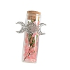 Cherry Quartz Glass Chip Healing Crystals Wishing Bottles with Alloy Triple Moon Decor PW-WGD8D42-01-1