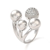 Brass Micro Pave Cubic Zirconia Cuff Rings RJEW-P102-01P-1
