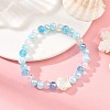 Ocean ABS Plastic Imitation Pearl Shell Shape Electroplate Glass Faceted Rondelle Beaded Stretch Bracelets for Women BJEW-JB14386-01-1