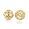 Brass Micro Pave Clear Cubic Zirconia European Beads KK-XCP0001-91G-1