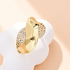 Brass Micro Pave Clear Cubic Zirconia Cuff Rings for Women RJEW-U043-12G-1