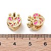 Heart with Crown Rack Plating Brass Enamel Beads KK-G512-05G-3