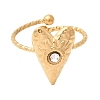 Texture Heart 304 Stainless Steel Rhinestone Cuff Open Finger Rings for Women LS-RJEW-A091-10G-4