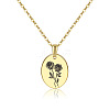 Brass Birth Month Flower Pendant Necklace HUDU-PW0001-034F-1-1