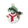 Christmas Themed Glass Seed Beaded Pendants PALLOY-MZ00868-03-1